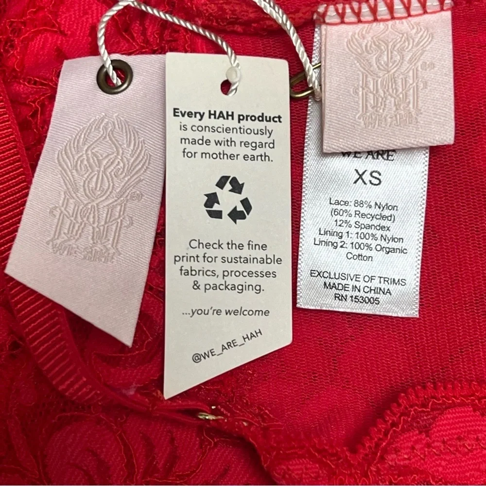 NWT $98 We Are HAH X Free People Spinster Reversible Bodysuit XS Siren Red Top